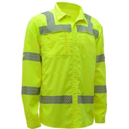 GSS SAFETY Lightweight Shirt Rip Stop Bottom Down Shirt w/SPF 50+ Lime-4XL 7505-4XL